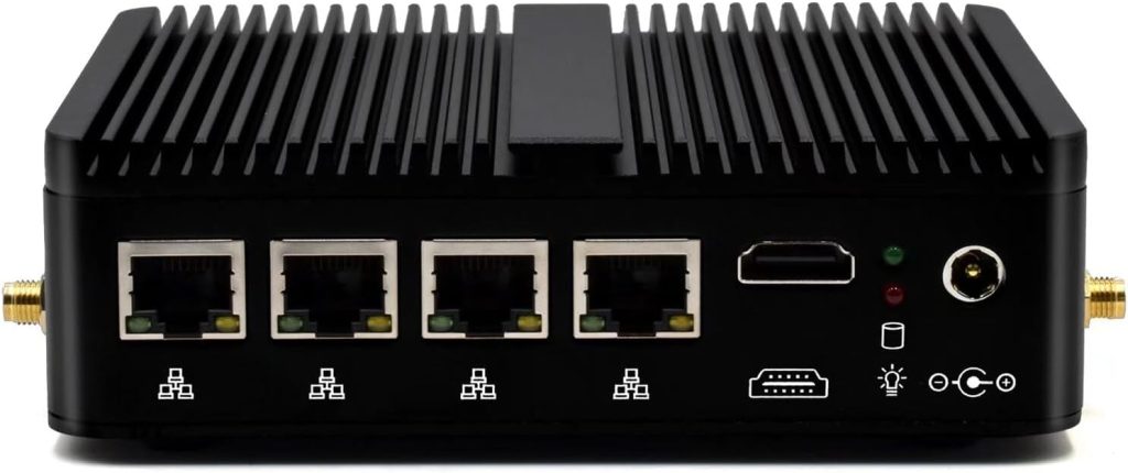 Network Security Firewall Appliance Firewall PC Celeron J4125 16GB RAMAES-NI OPNsense Mini PC Desktop 256GB SSD, RS232 Com, HD, 2.4G/5G WiFI, BT, 4-Intel NICs, RTC, RS232, Support Watch Dog
