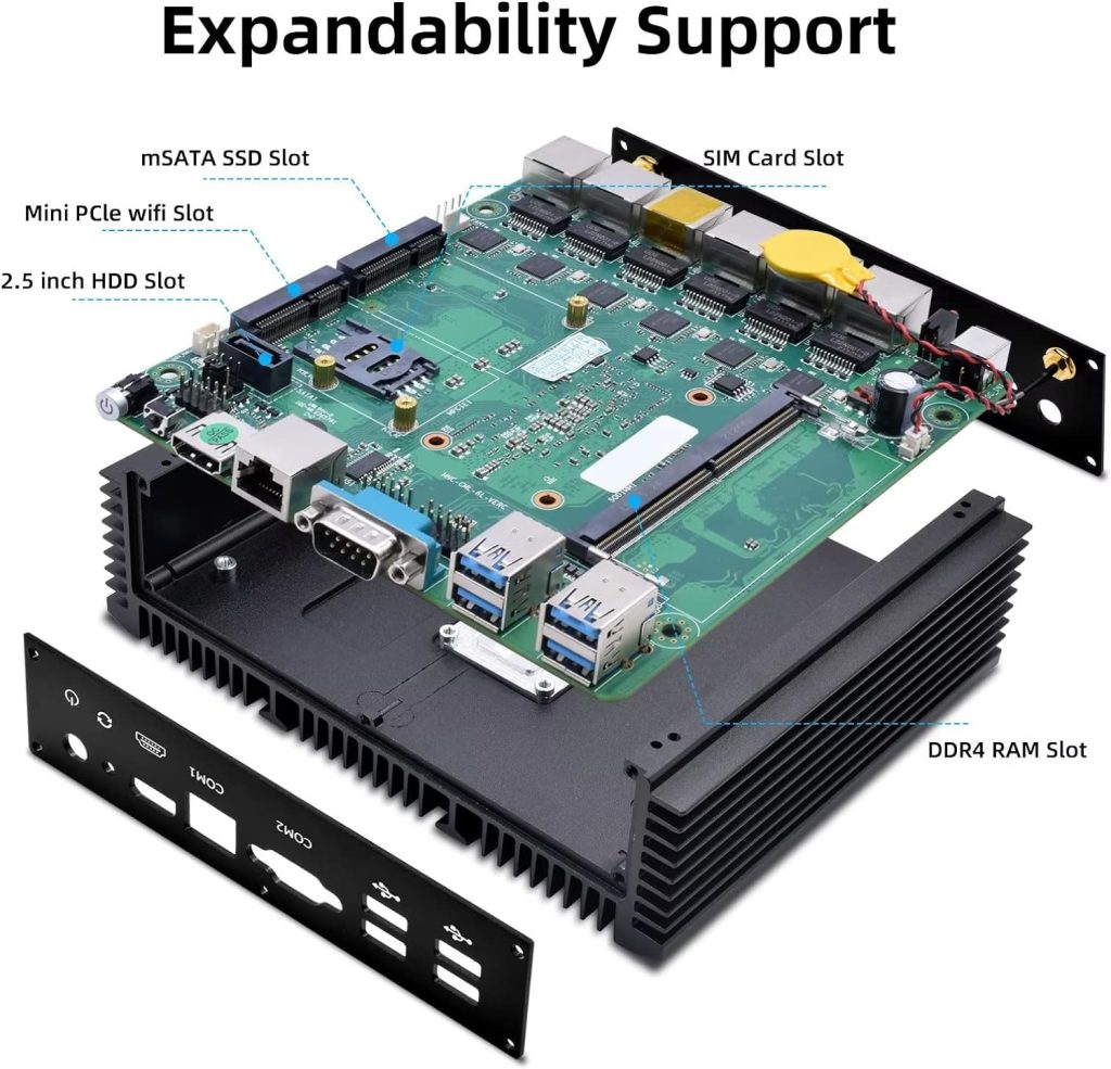 WEIDIAN Firewall Micro Appliance 2.5G, Firewall Box 6 RJ45 2.5GbE Port, Firewall Appliance Core i3-8140U, 8GB RAM 128GB SSD, Support HDMI, USB3.0, WiFi, SIM Slot, Compatible with OPNsense etc