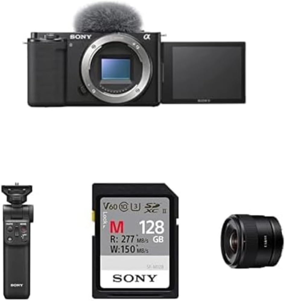 Sony Alpha ZV-E10 APS-C Mirrorless Interchangeable Lens Vlog Camera (Pivoting Screen for Vlogging, 4K Video, Real-Time Eye Auto Focus) Black